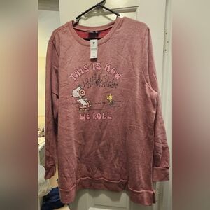 NWT Peanuts Light Maroon Tunic Crewneck Sweatshirt